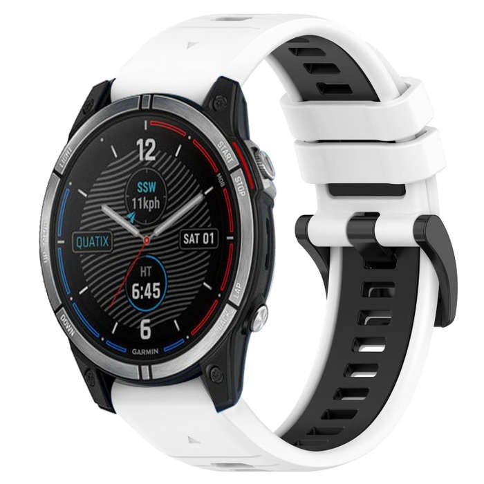 For Garmin Quatix 7 Sports Two-Color 22mm Silicone Watch Band(White+Black)