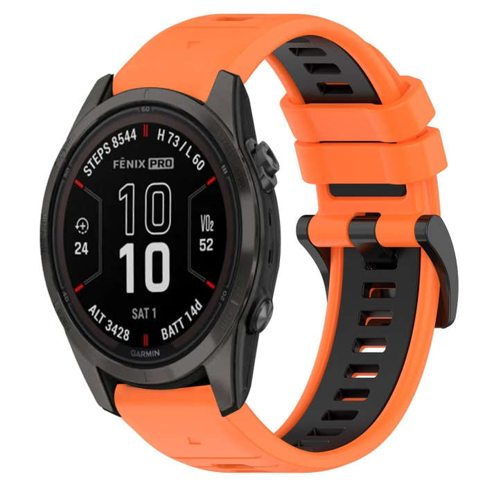 For Garmin Fenix 7S Sports Two-Color 20mm Silicone Watch Band(Orange+Black)