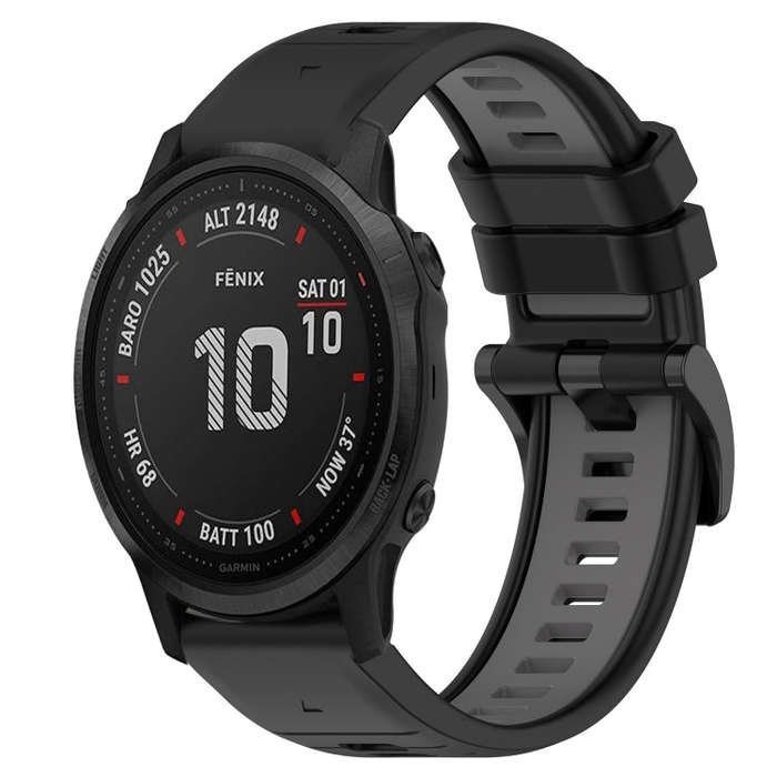For Garmin Fenix 6S Pro Sports Two-Color 20mm Silicone Watch Band(Black+Grey)