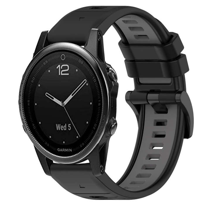 For Garmin Fenix 5S Sports Two-Color 20mm Silicone Watch Band(Black+Grey)