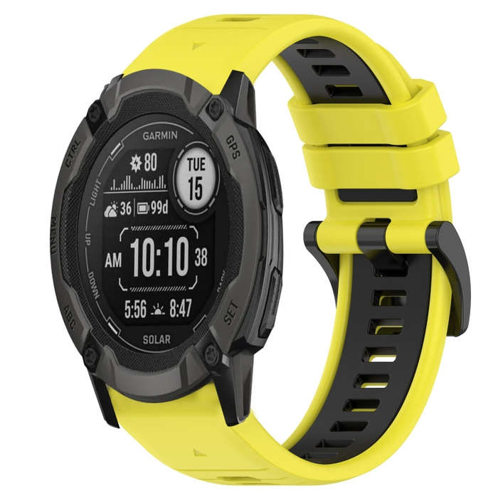 For Garmin Instinct 2X Solar Sports Two-Color 26mm Silicone Watch Band(Yellow+Black)