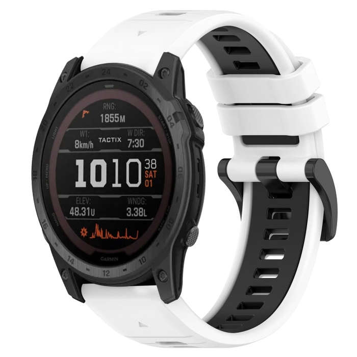 For Garmin Tactix 7 Pro Sports Two-Color 26mm Silicone Watch Band(White+Black)