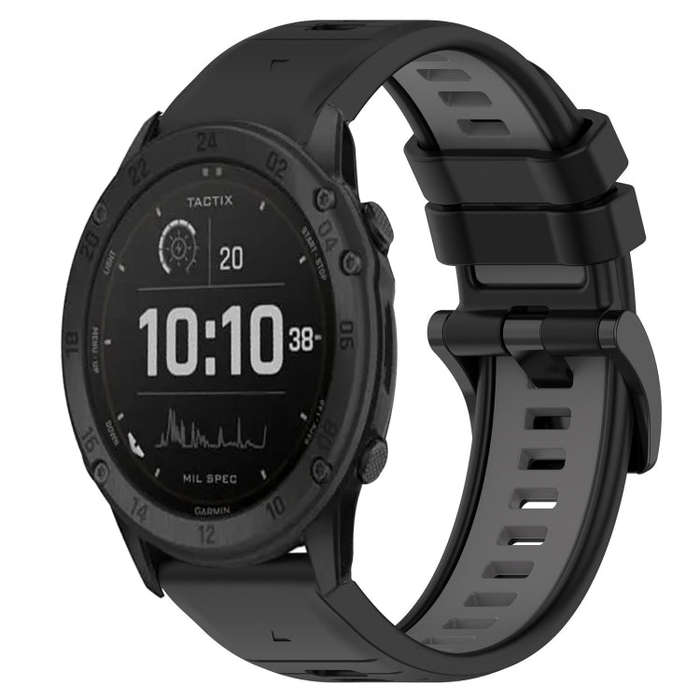 For Garmin Tactix Delta Sports Two-Color 26mm Silicone Watch Band(Black+Grey)