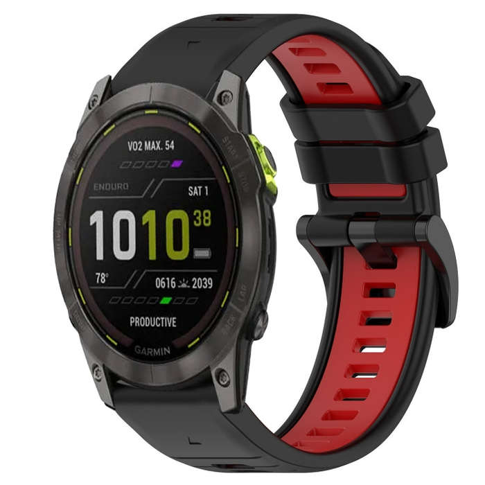 For Garmin Enduro 2 Sports Two-Color 26mm Silicone Watch Band(Black+Red)