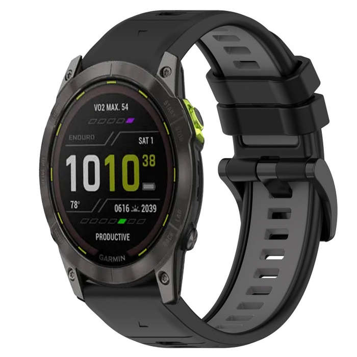 For Garmin Enduro 2 Sports Two-Color 26mm Silicone Watch Band(Black+Grey)