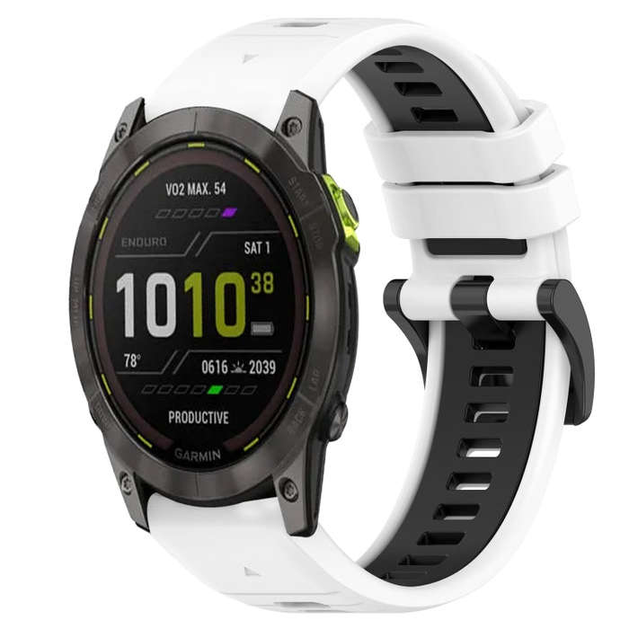 For Garmin Enduro Sports Two-Color 26mm Silicone Watch Band(White+Black)