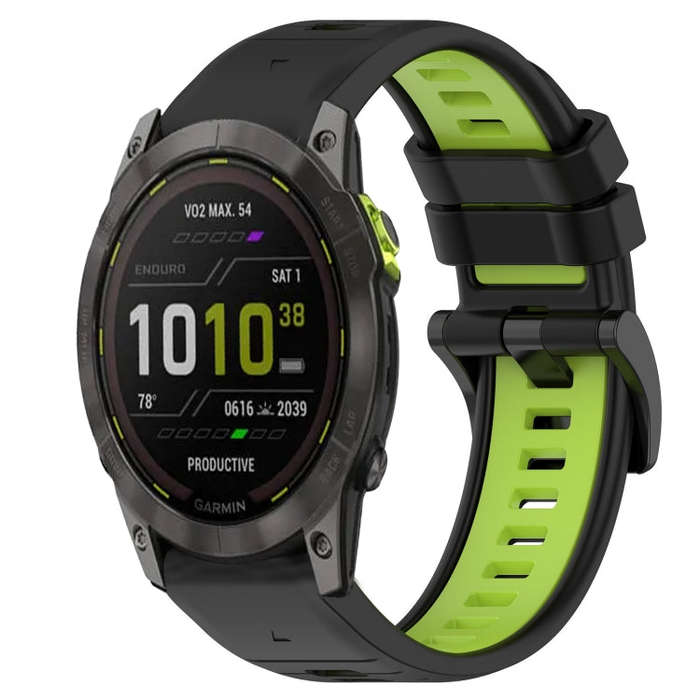 For Garmin Enduro Sports Two-Color 26mm Silicone Watch Band(Black+Lime Green)