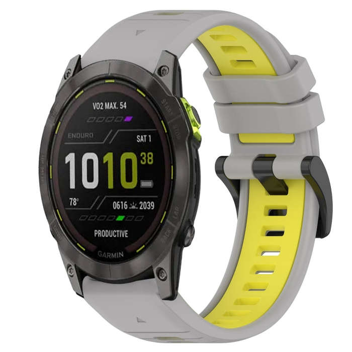 For Garmin Enduro Sports Two-Color 26mm Silicone Watch Band(Grey+Yellow)