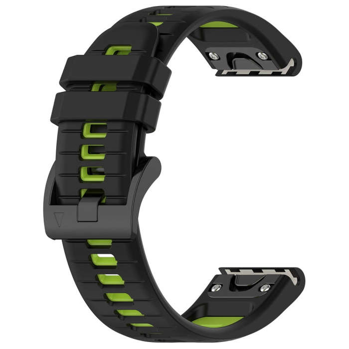For Garmin Fenix 5X Sapphire Sports Two-Color 26mm Silicone Watch Band(Black+Lime Green)