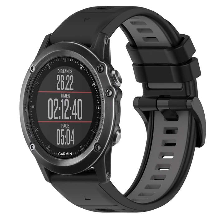 For Garmin Fenix 3 HR Sports Two-Color 26mm Silicone Watch Band(Black+Grey)