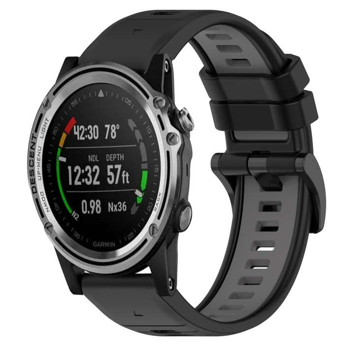 For Garmin Descent MK 1 Sports Two-Color 26mm Silicone Watch Band(Black+Grey)
