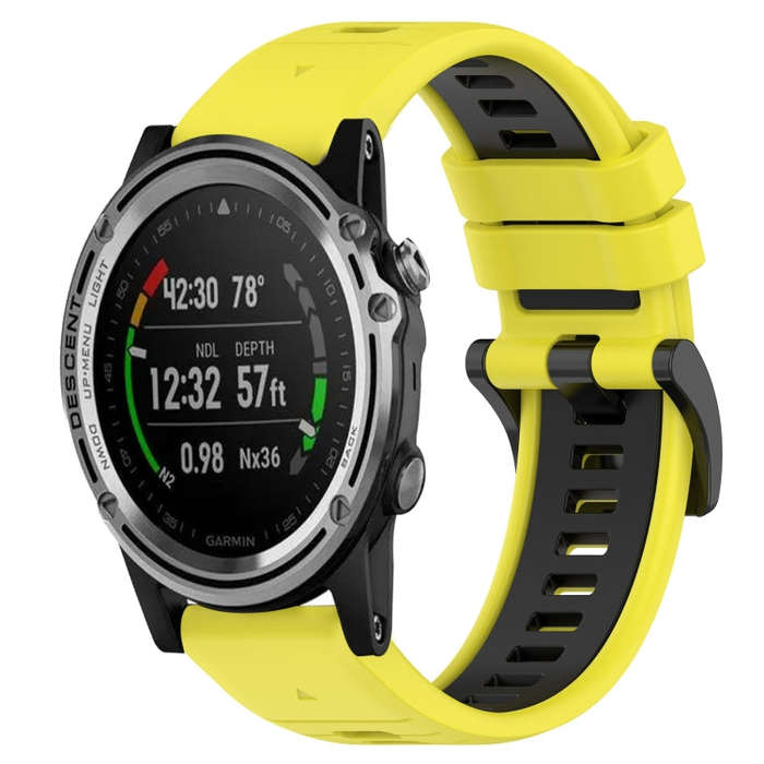 For Garmin Descent MK 1 Sports Two-Color 26mm Silicone Watch Band(Yellow+Black)