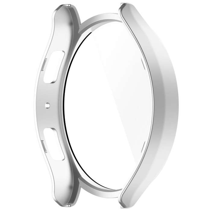 For Samsung Galaxy Watch6 44mm PC + Tempered Film Integrated Watch Protective Case(Silver)