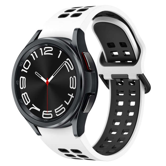 For Samsung Galaxy Watch 6 Classic 43mm Two-Color Breathable Silicone Watch Band(White + Black)