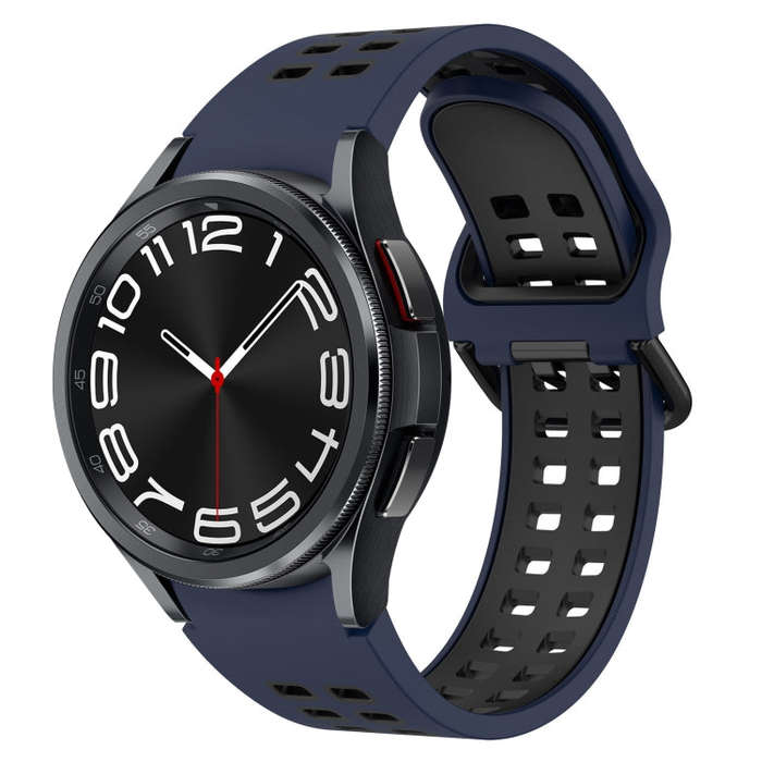 For Samsung Galaxy Watch 6 Classic 43mm Two-Color Breathable Silicone Watch Band(Midnight Blue + ...