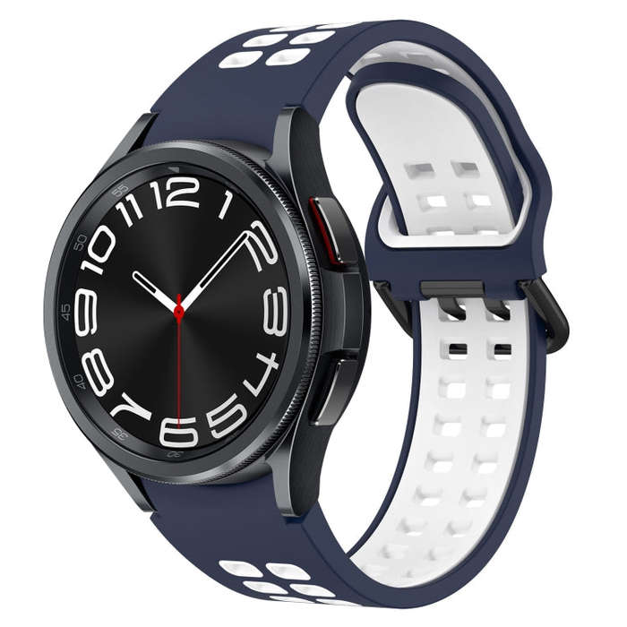 For Samsung Galaxy Watch 6 Classic 43mm Two-Color Breathable Silicone Watch Band(Midnight Blue + ...