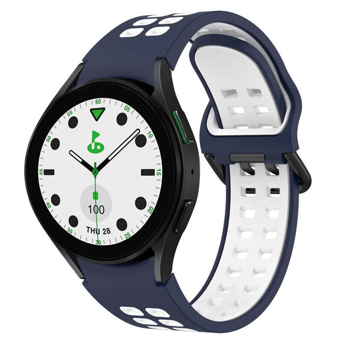 For Samsung Galaxy watch 5 Golf Edition Two-Color Breathable Silicone Watch Band(Midnight Blue + ...