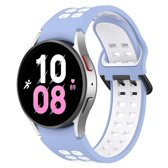 For Samsung Galaxy Watch 5  44mm Two-Color Breathable Silicone Watch Band(Light Blue + White)