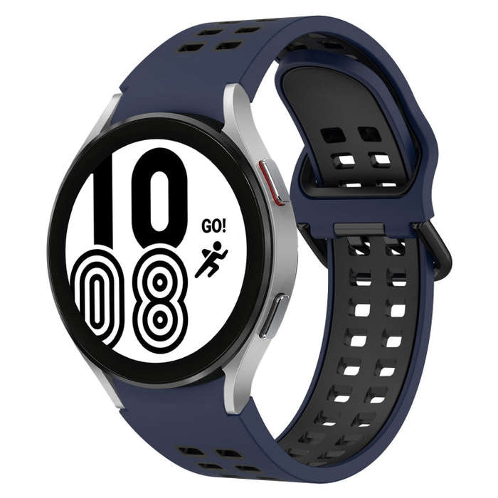 For Samsung Galaxy Watch 4 44mm Two-Color Breathable Silicone Watch Band(Midnight Blue + Black)