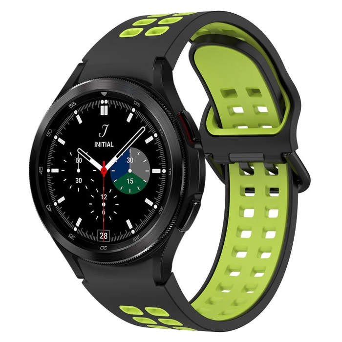 For Samsung  Galaxy Watch 4 Classic 46mm Two-Color Breathable Silicone Watch Band(Black + Green)