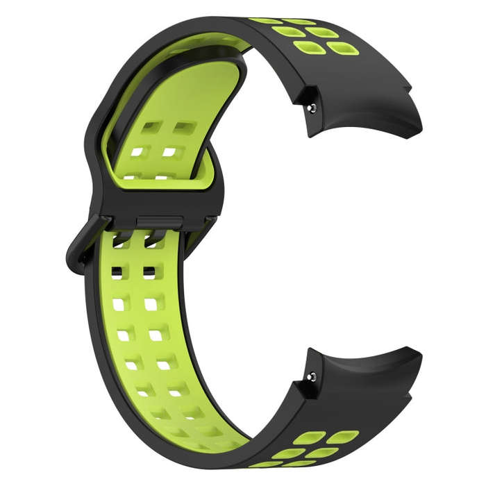For Samsung  Galaxy Watch 4 Classic 46mm Two-Color Breathable Silicone Watch Band(Black + Green)