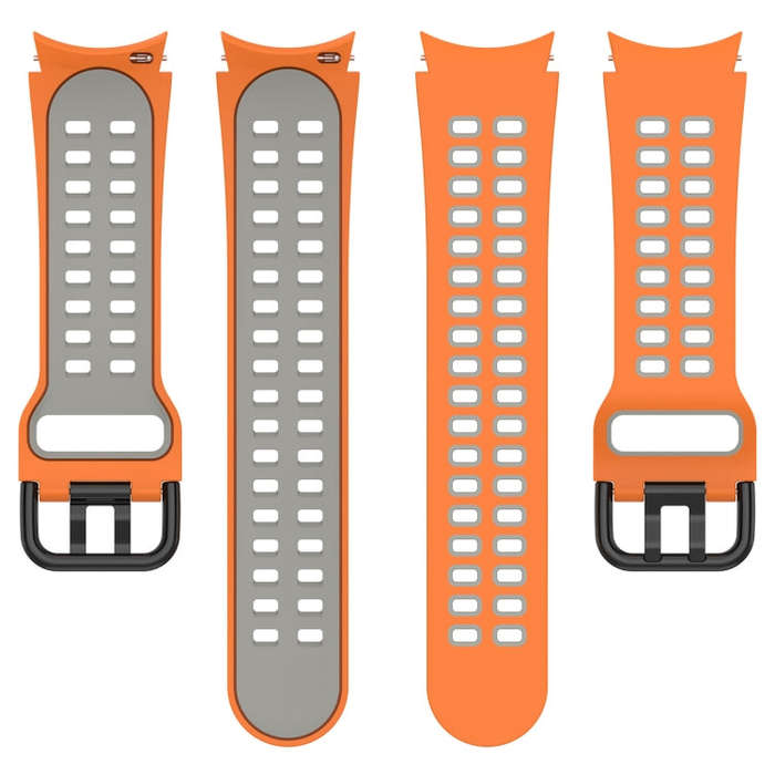 For Samsung Galaxy Watch 6 Classic 47mm Two-Color Breathable Silicone Watch Band(Orange + Gray)