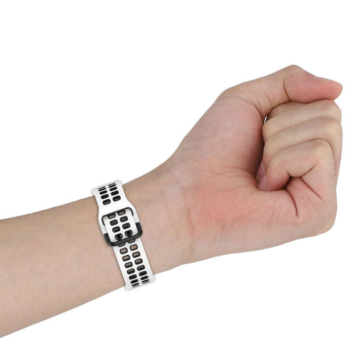 For Samsung Galaxy Watch 6 Classic 47mm Two-Color Breathable Silicone Watch Band(Black + White)