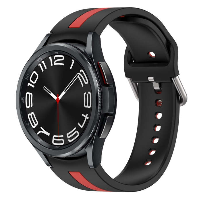 For Samsung Galaxy Watch 6 Classic 47mm Two-Color Silicone Watch Band(Black+Red)