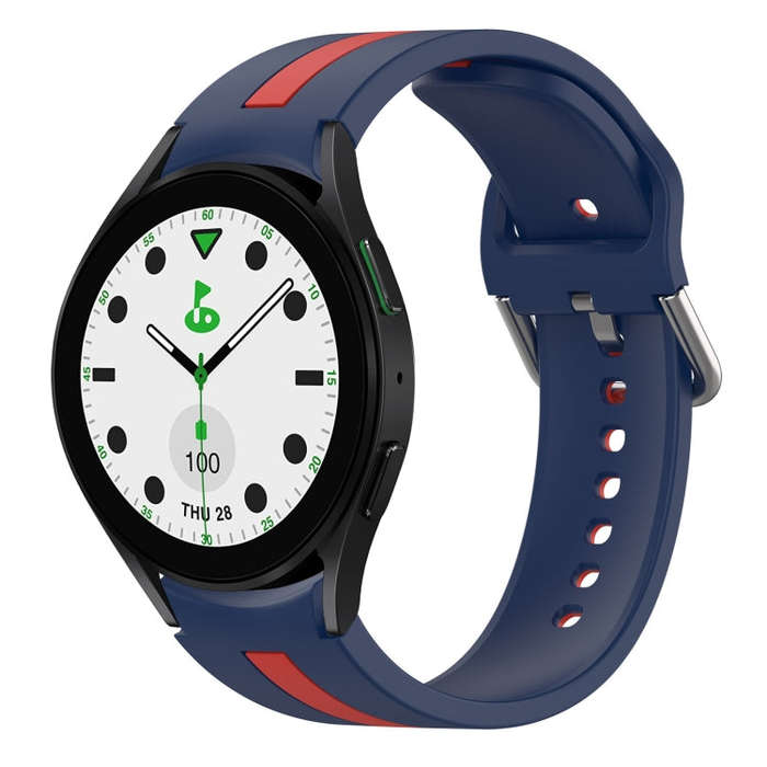 For Samsung Galaxy watch 5 Golf Edition Two-Color Silicone Watch Band(Midnight Blue+Red)