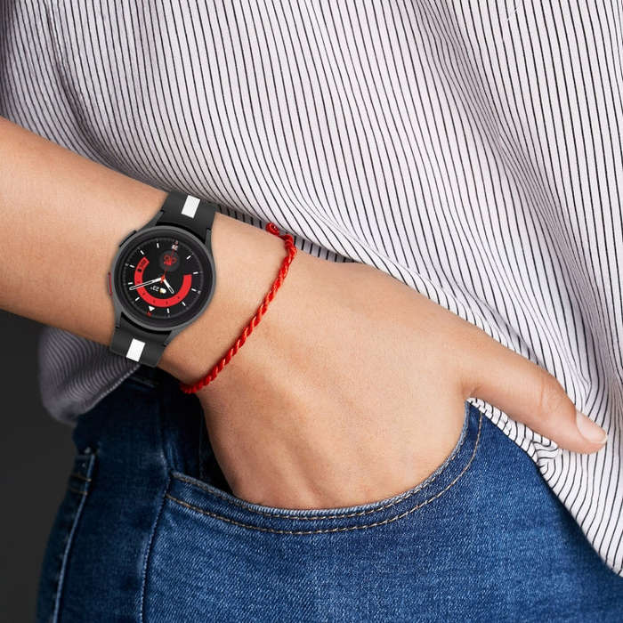 For Samsung  Galaxy Watch 4 Classic 46mm Two-Color Silicone Watch Band(Midnight Blue+Red)