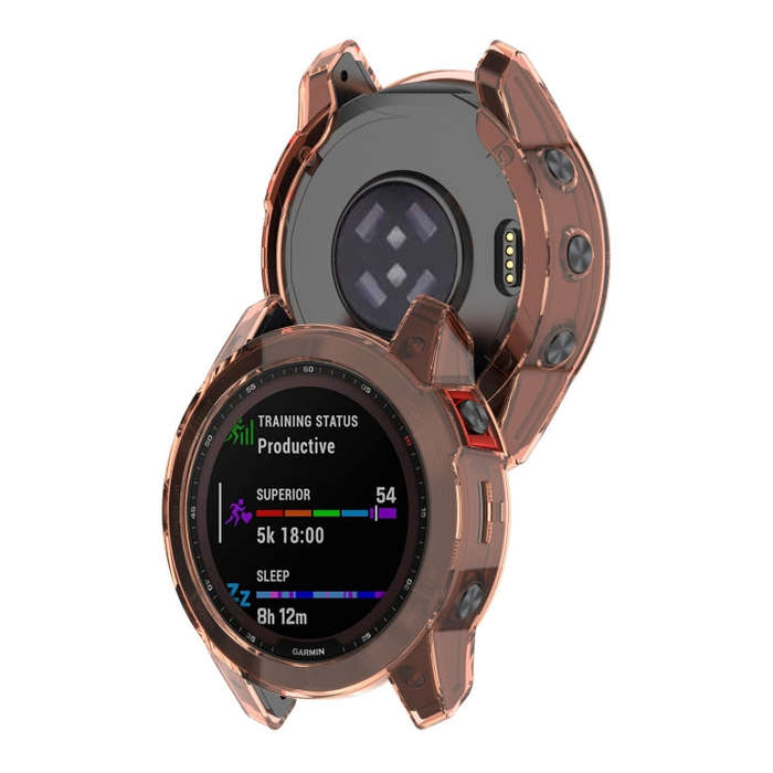 For Garmin Fenix 7S Pro Half-Package TPU Watch Protective Case(Transparent Orange)