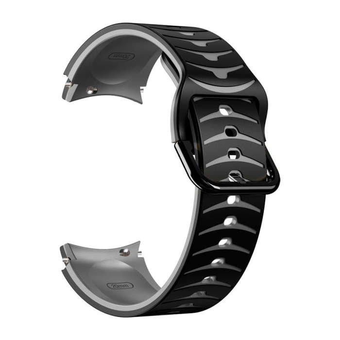 For Samsung Galaxy Watch 6 44mm Curved Texture Silicone Watch Band(Black+Grey)