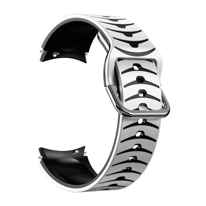 For Samsung Galaxy Watch 6 40mm Curved Texture Silicone Watch Band(White+Black)