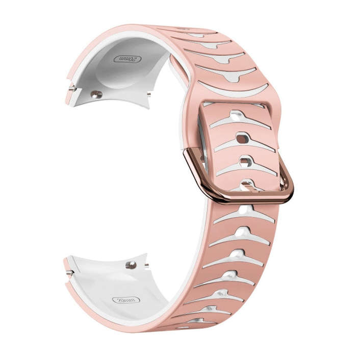 For Samsung Galaxy Watch 6 40mm Curved Texture Silicone Watch Band(Pink+White)