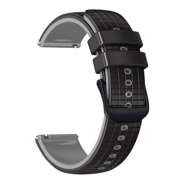 For Samsung Galaxy Watch3 41mm 20mm Mesh Two Color Silicone Watch Band(Black Gray)