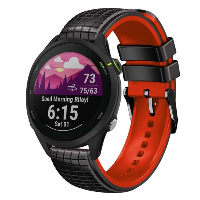For Garmin Forerunner 255 22mm Mesh Two Color Silicone Watch Band(Red Black)
