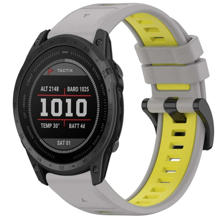For Garmin Tactix 7 Sports Two-Color Quick Release Silicone Watch Band(Gray+Yellow)