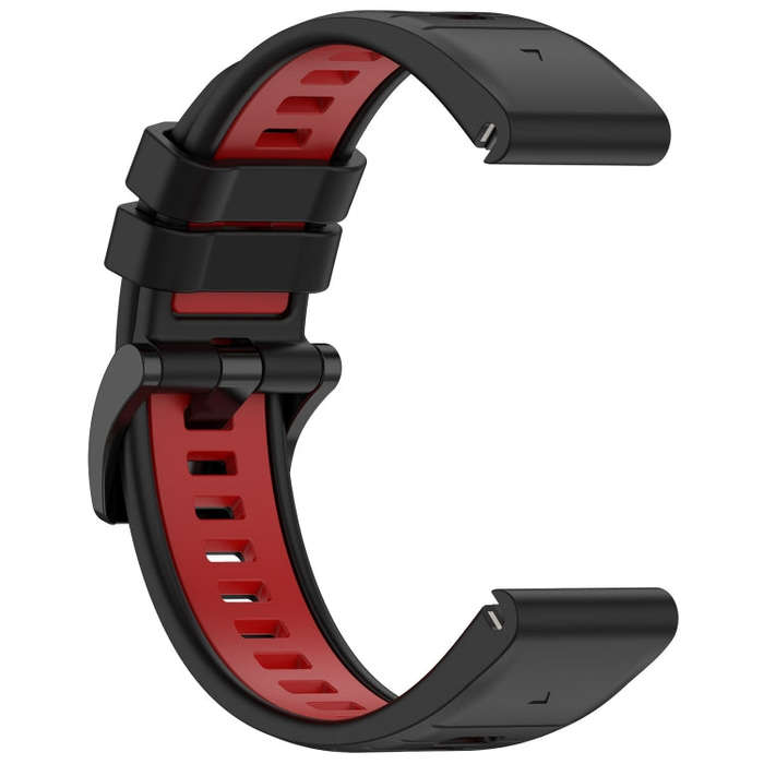 For Garmin Fenix 6X GPS Sports Two-Color Quick Release Silicone Watch Band(Black+Red)