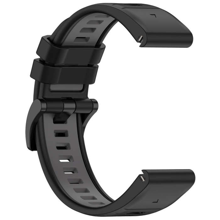 For Garmin Fenix 6X Pro Sports Two-Color Quick Release Silicone Watch Band(Black+Gray)