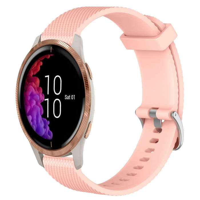 For Garmin Venu 20mm Diamond Textured Silicone Watch Band(Pink)