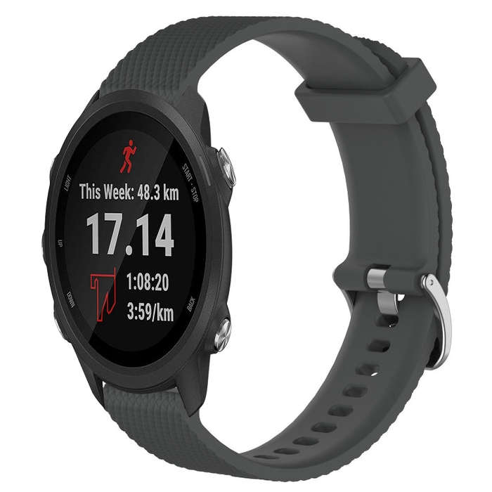 For Garmin Forerunner 245 20mm Diamond Textured Silicone Watch Band(Dark Grey)