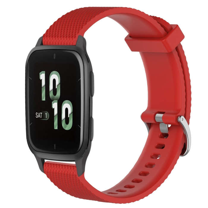 For Garmin Forerunner Sq2 20mm Diamond Textured Silicone Watch Band(Red)
