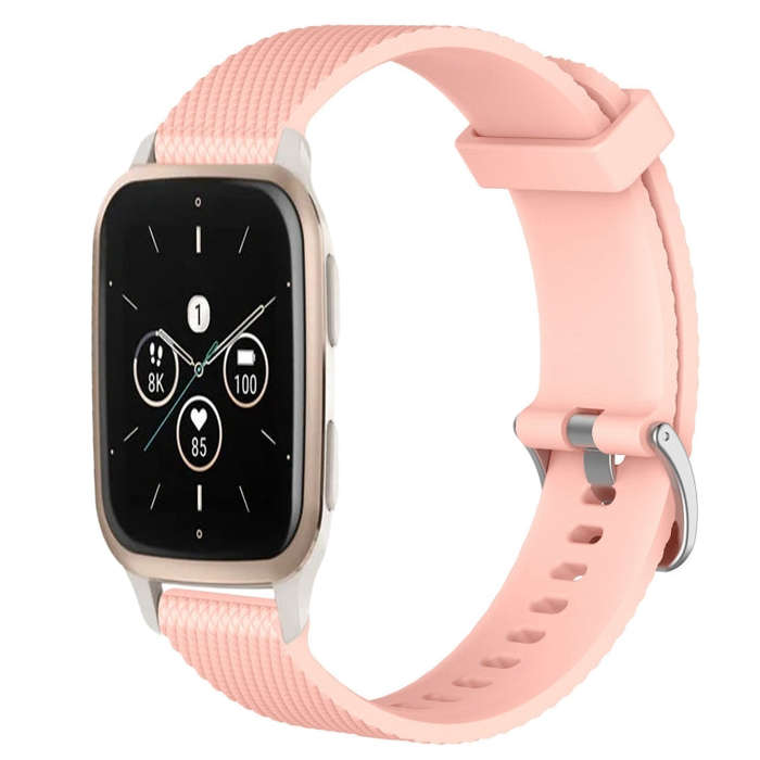 For Garmin Forerunner Sq2 Music 20mm Diamond Textured Silicone Watch Band(Pink)