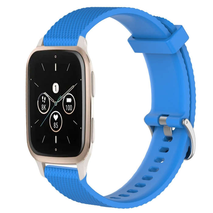For Garmin Forerunner Sq2 Music 20mm Diamond Textured Silicone Watch Band(Sky Blue)