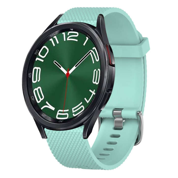 For Samsung Galaxy Watch 6 Classic 47mm 20mm Diamond Textured Silicone Watch Band(Teal)