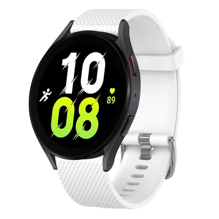 For Samsung Galaxy Watch 5 44mm 20mm Diamond Textured Silicone Watch Band(White)