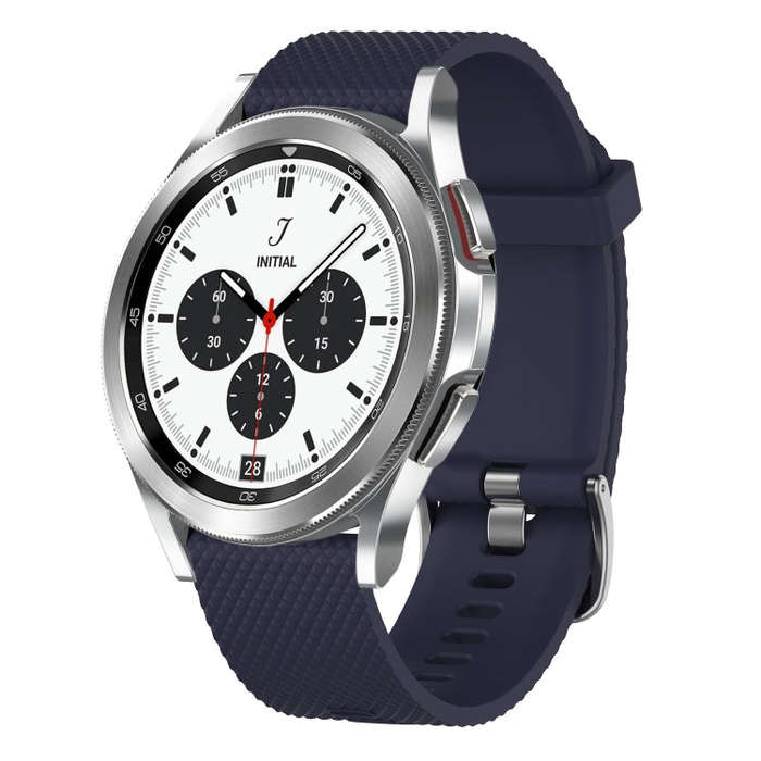 For Samsung  Galaxy Watch 4 Classic 42mm 20mm Diamond Textured Silicone Watch Band(Midnight Blue)