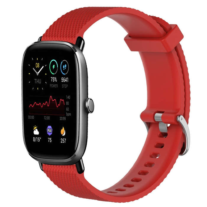 For Amazfit GTS 4 Mini 20mm Diamond Textured Silicone Watch Band(Red)