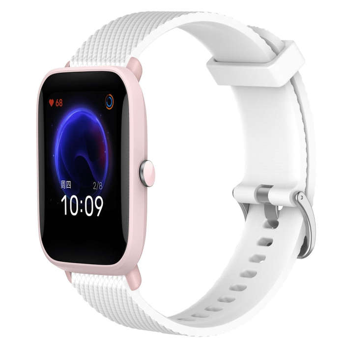 For Amazfit Pop Pro 20mm Diamond Textured Silicone Watch Band(White)