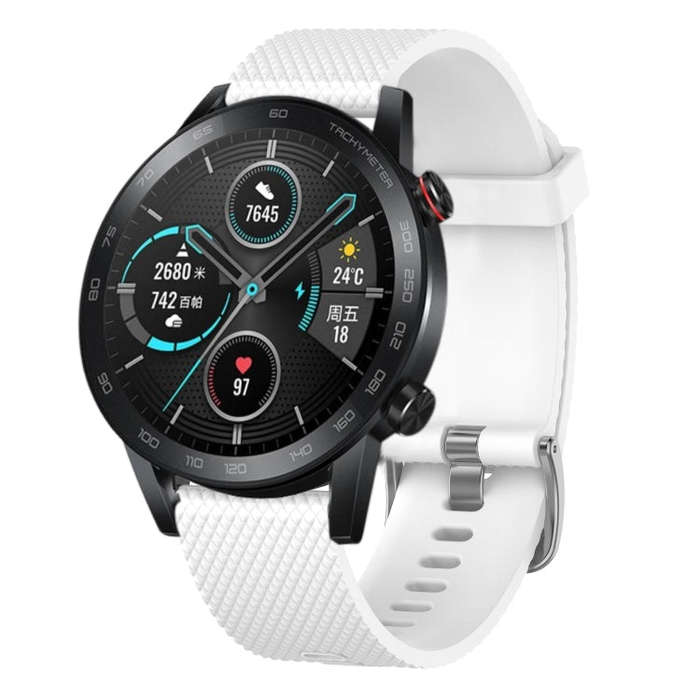 For Honor MagicWatch2 42mm 20mm Diamond Textured Silicone Watch Band(White)
